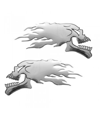 Emblema 3D cromato - 2 Skulls