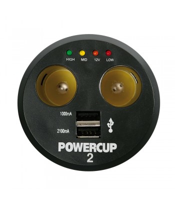 Power cup 2, multipresa con Usb e tester batteria, 12V