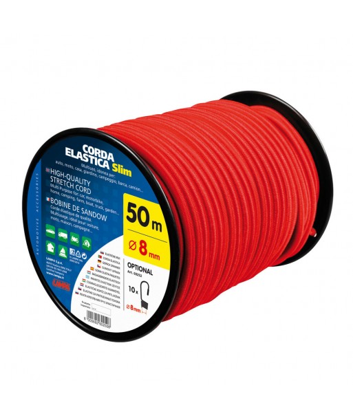 Corda elastica in bobina - Ø 8 mm - 50 m - Rosso