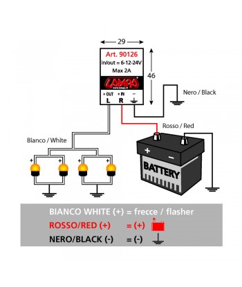 Flasher, intermittenza elettronica - 6/12/24V - 2A